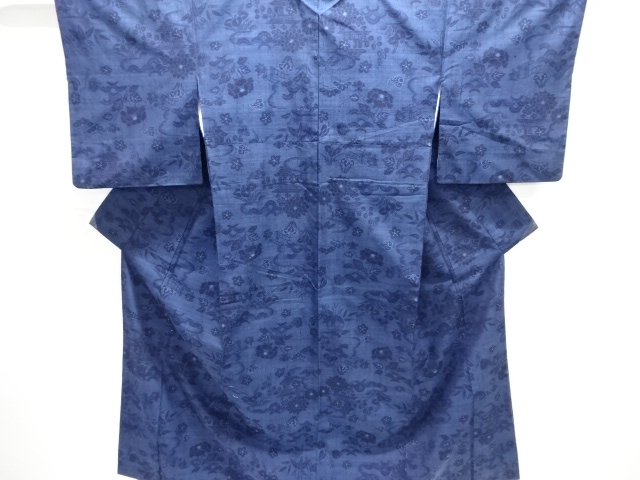 JAPANESE KIMONO / TSUMUGI / WOVEN FLORAL PLANTS